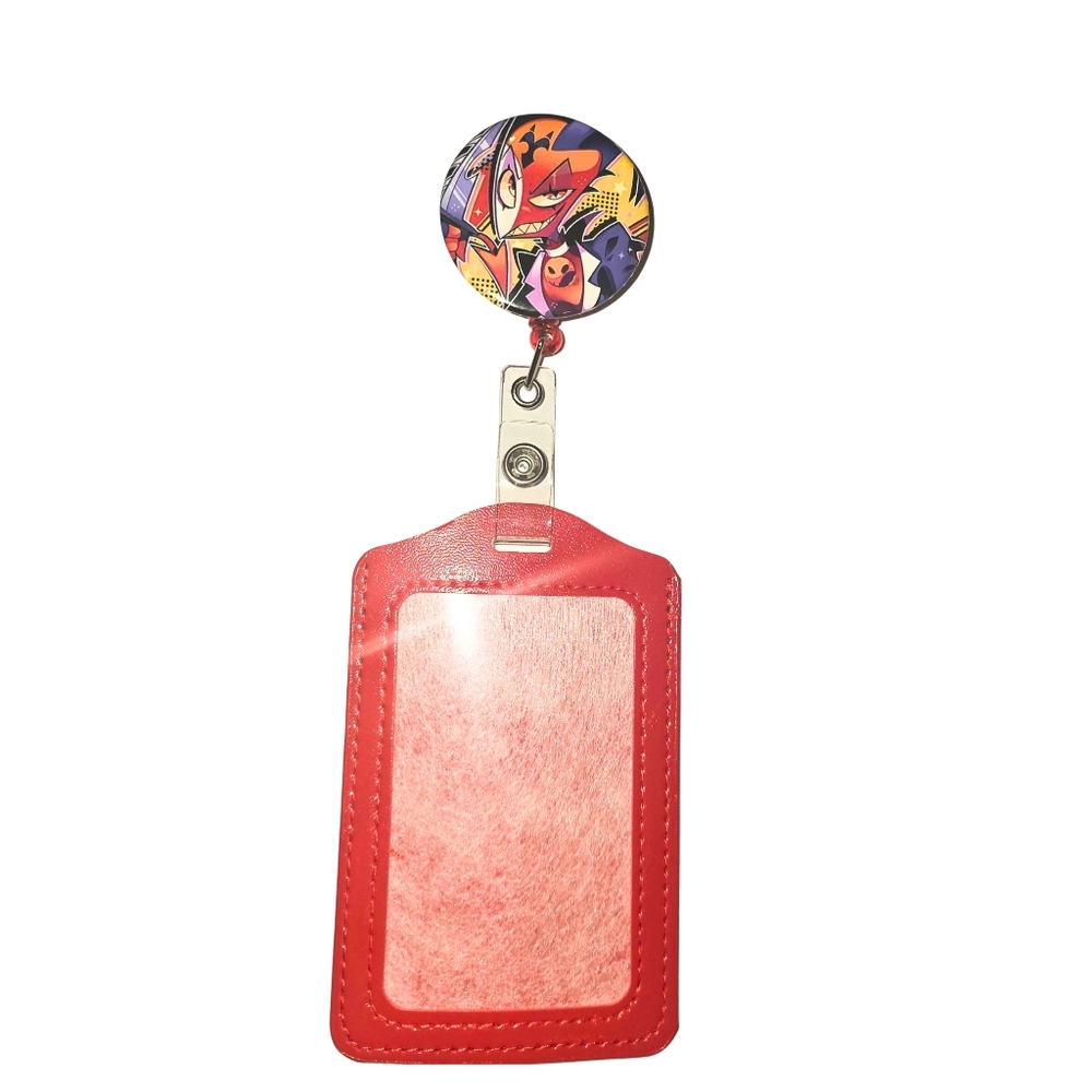 Blitz Badge Reel ID Holder Helluva Boss Handmade‎ Blitzo Red Black Orange